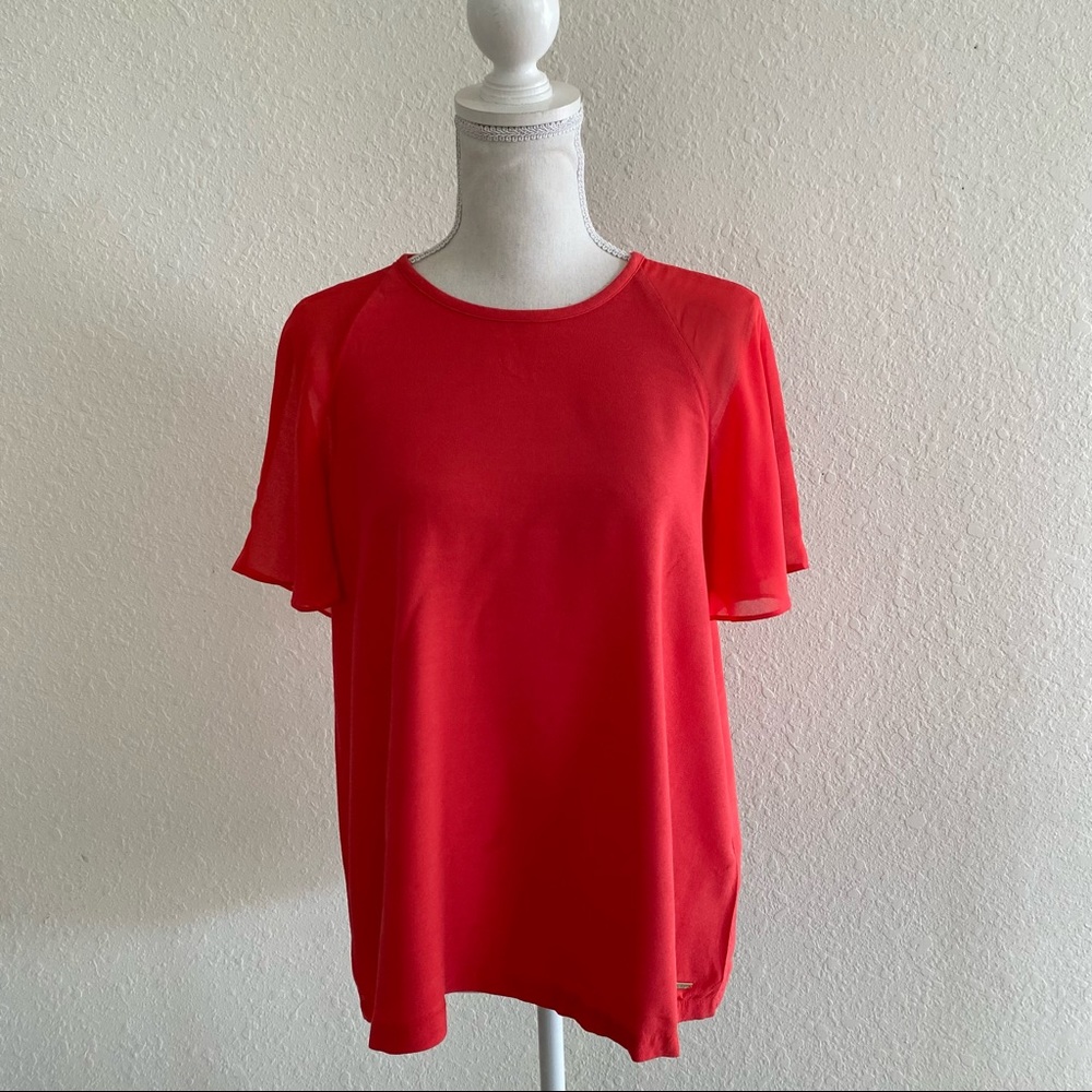 AX Salmon Short Flowy Sleeve Blouse Size M